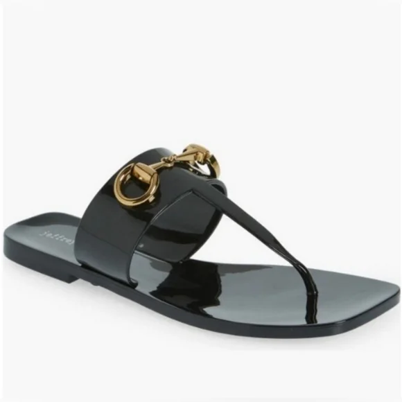 A Lil Bit Shiny Slip on Sandals - Black - Picture 2 of 4